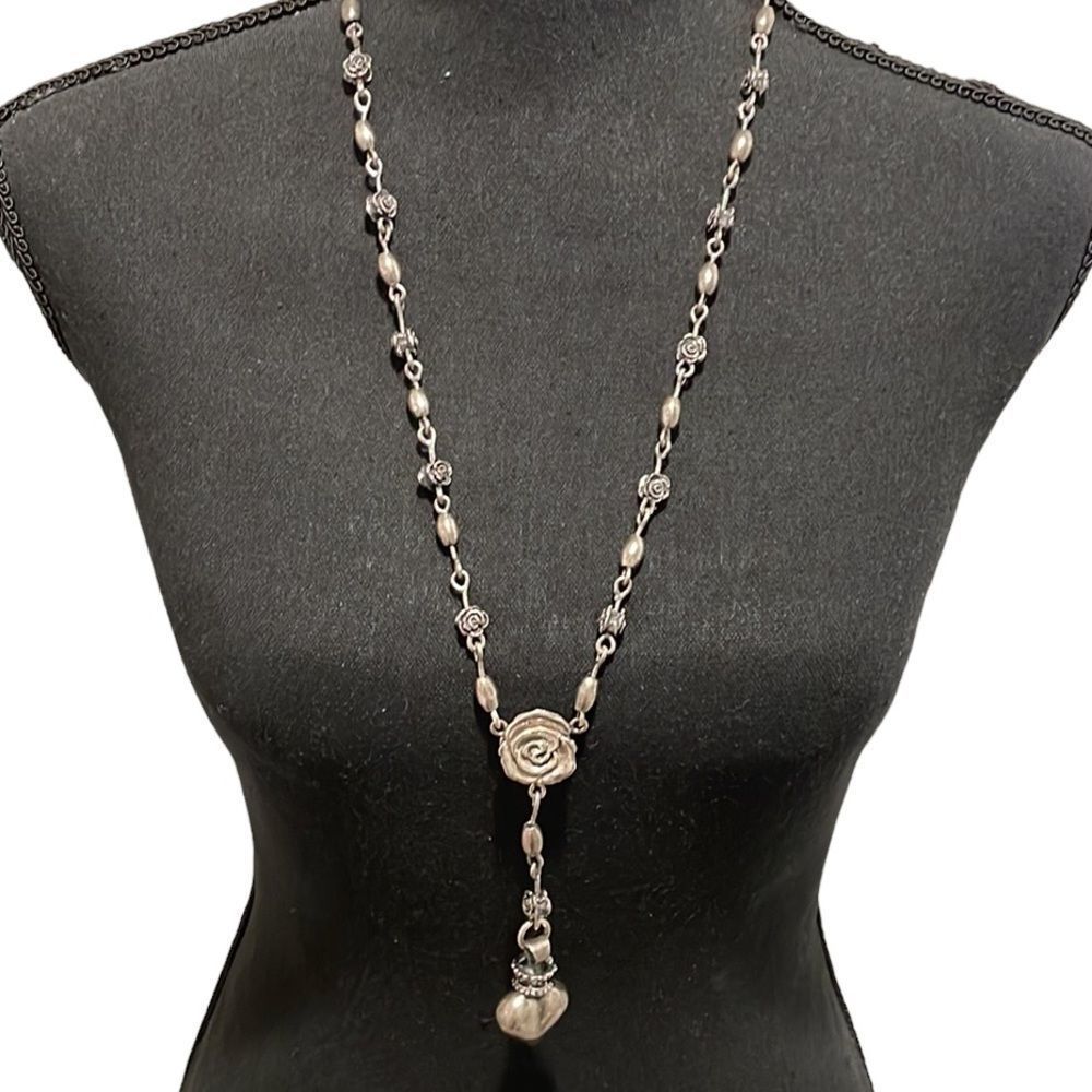 Sterling Silver Queen Baby Large Crowned Heart 
Necklace Rosary